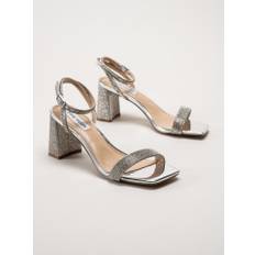 Steve Madden - Luxe-R - Silvriga sandaletter med strass storlek 38 Klackskor - Crystal (38)