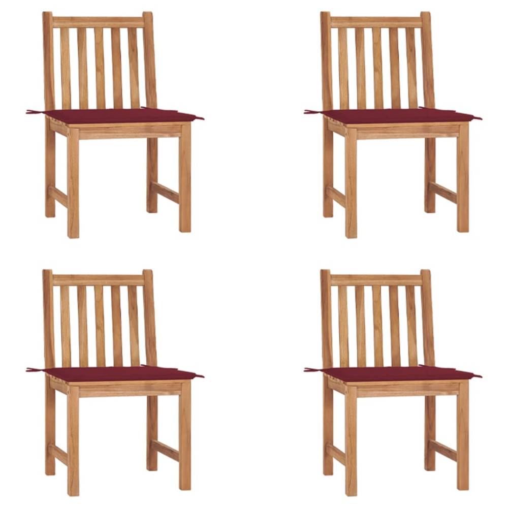 Trädgårdsstolar 4 st med dynor massiv teak