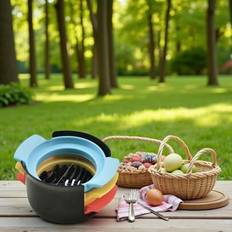 3-i-1 äggskärare i rostfritt stål, lämplig för kokta ägg, mjuka frukter, skärning i regelbundna och vackra former. Picknick, camping, köksredskap - Multifärgad (Blå Gul Röd)