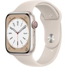 Apple Watch Series 8 Aluminium 45 mm (2022) | GPS + Cellular | Stjärnglans | Sportband Stjärnglans M/L