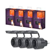Ledvance Smart+ Outdoor Compact Plug – Smart utomhusuttag med ZigBee-teknik i kompakt design, integrerar icke-smarta apparater i det smarta hem-systemet, kompatibel med Alexa & Google, 4-pack