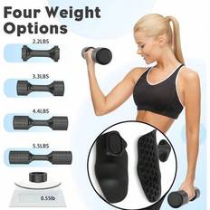Vikter Justerbara Hantlar Set Om 2, Vardera 2,2lb, 3,3lb, 4,4lb, 5,5lb Hantlar För Dam/Män, 4-i-1 Handvikter Set För Hemmagym Fitnessträning Med 2 ST - Multifärgad (Rosa - 2 st hantlar + 2 st halkfria grepp,Svart - 2 st hantlar + 2 st halkfria grepp)