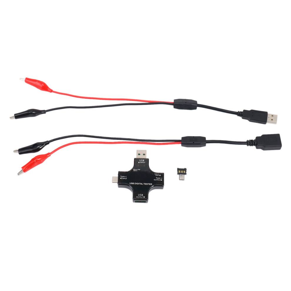 USB C Tester,2 in 1 Type C USB Tester Color Screen IPS Digital Multimeter,Voltage,Current,Power,Resistance,Temperature,with Clip Cable Support