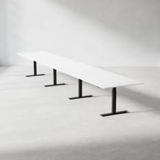 Hæve sænke konferencebord Modul, Størrelse 560 cm, Farve Hvid, Ben Sort