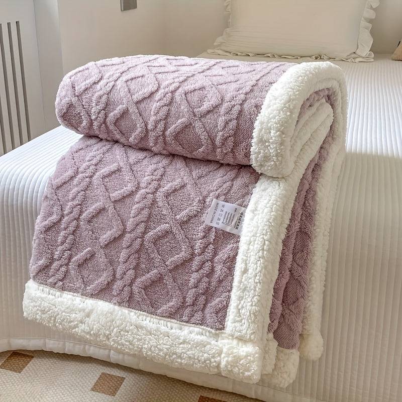 Stilfullt Vändbart Fleece Täcke för Ultimat Komfort och Värme - Taro Lila / 200*230cm