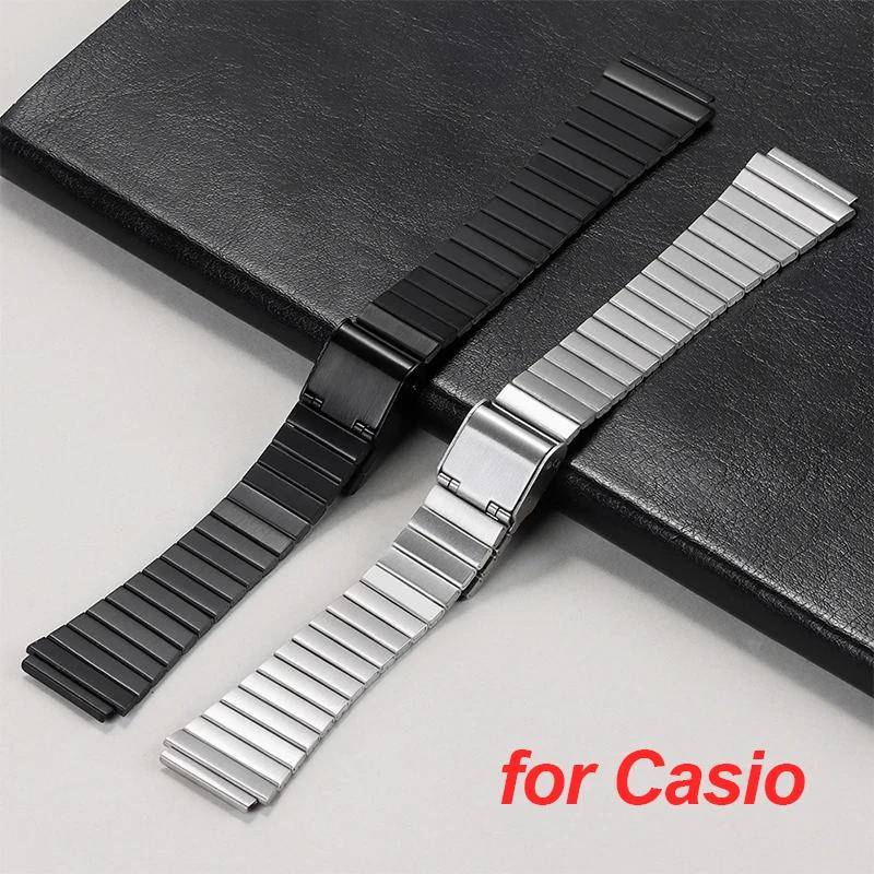 18 mm armband i rostfritt stål för Casio F84 F105/108/A158/168 AE1200/1300 SGW400 F91W Vintage Metallarmband Högkvalitetsrem gray