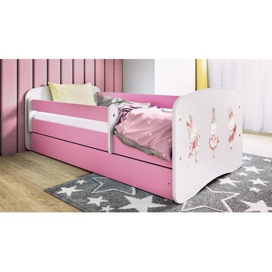 Kocot Kids Barnsäng - Babydreams Rosa Med Låda Och Madrass - Kaniner 180x80 Cm