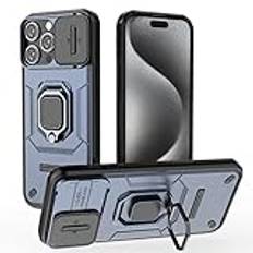 YOUULAR Mobiltelefonfodral för Samsung Galaxy S25 stöd bilhållare skjutfönster stötsäkert skyddande telefonskydd militärfodral linsskydd, blå