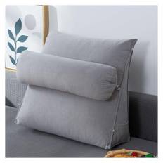 Läskuddar, avtagbara nackrullar, Bedside Cushion,Reading Back Support Rest Pillow |,Bed Rest Pillow With Support Arms,Back Support Cushion For Adults Watching(Silver Gray,60 x 50 x 20 CM)