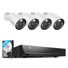 Reolink 12MP Überwachungskamera Set Aussen, 4X PoE IP Kamera Outdoor Innen, Spotlights, Personen-/Fahrzeugerkennung, 2-Wege-Audio, 24/7 Aufnahme, Farb-/IR-Nachtsicht, 8CH 2TB HDD NVR, RLK8-1200B4-A