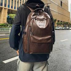 Retro PU Leather Backpack Fits 16-Inch Laptop, Large Capacity Backpack For Business, Work, College, Travel, Casual Use Hiking Fall Christmas Winter Gi - Multicolor