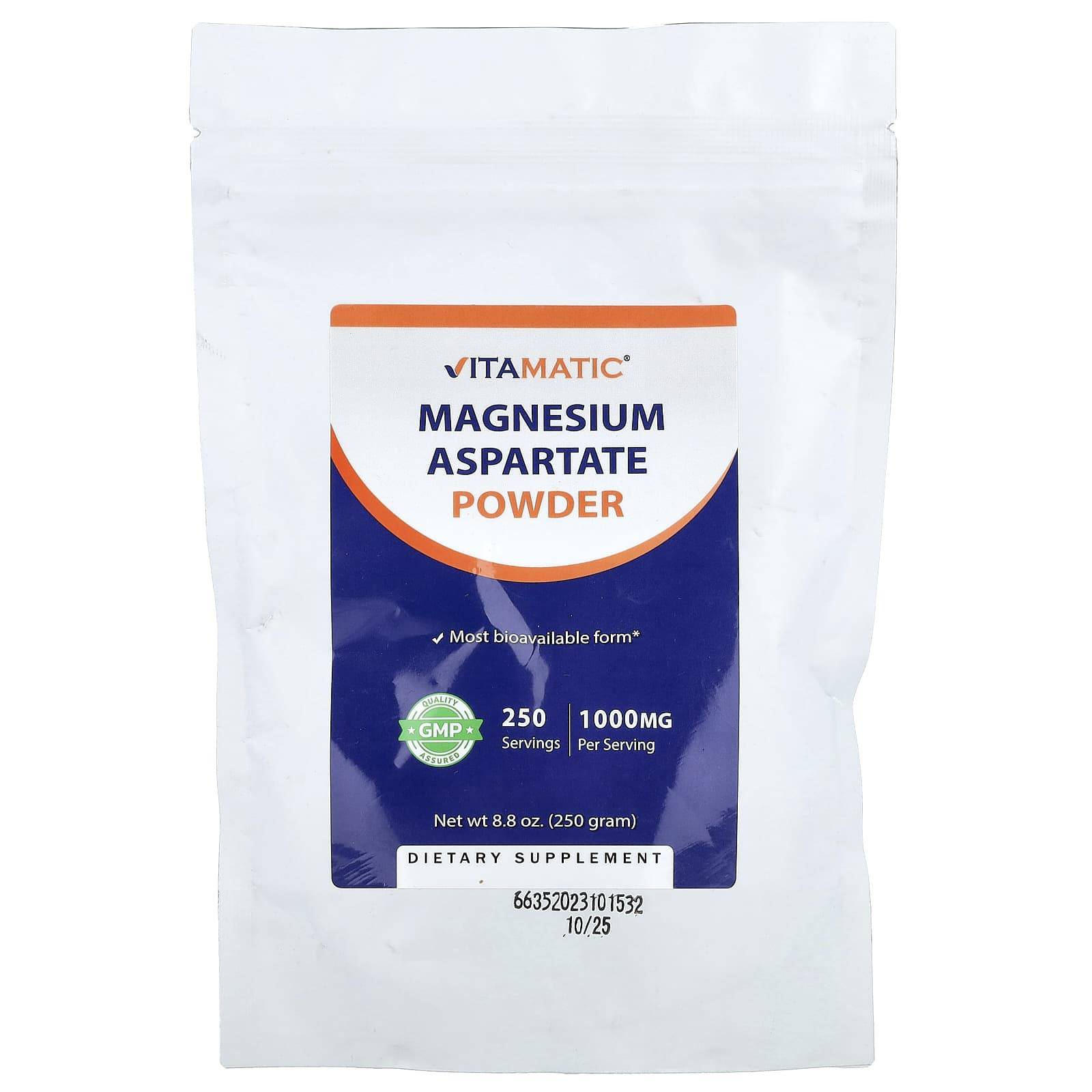 Vitamatic, Magnesium Aspartate Powder, 250g (8.8oz)