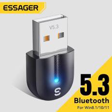 Essager USB Bluetooth 5.3 Adapter Aux Audio Receiver Sändare för PC-högtalare Laptop ljudlåda Trådlös mus USB-sändare Bluetooth 5.3 svart