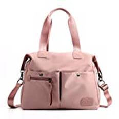 CORIOS Damaxelväska nylon handväska vattentät handväska ledig axelväska lätt bärkasse bärväska väska handtag väskor för arbete skola shopping resa vardag, ROSA, L, Avslappnad väska med flera fickor