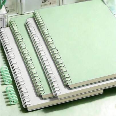 A5 spiralbunden anteckningsbok med mjukt omslag i makaron-pastellfärg, spiraljournal, söt kawaii-estetik, college-linjerat tjockt papper, skrivdagbok, - Ringpärm (grön,gul,blå,rosa,Purpur,4 slumpmässiga böcker)