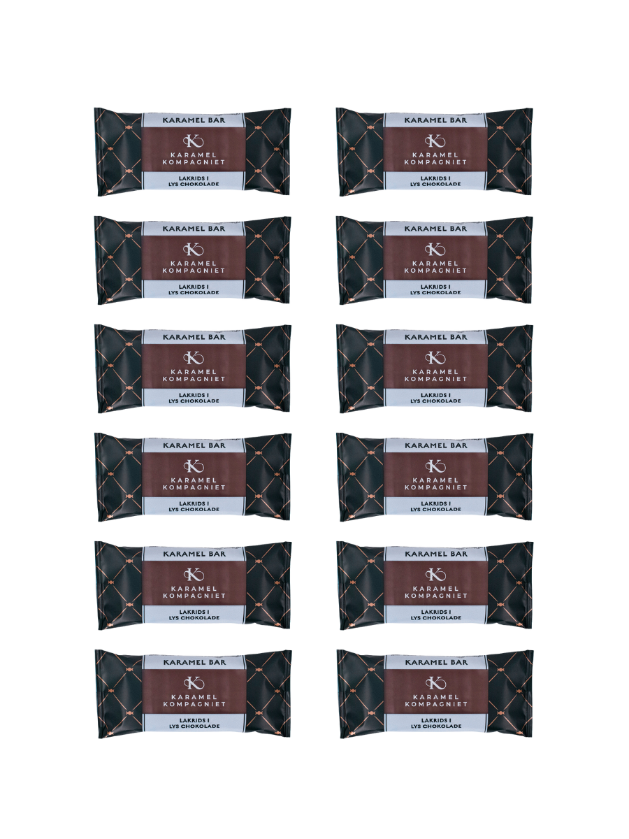 Chokoladeovertrukken Lakridskaramel Bar Favoritpakke 12 stk.