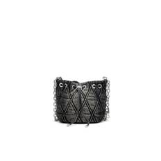 Diesel - Charm-D S-Mini sac seau en denim matelassé traité - Sacs d'Épaule - Femme - Noir