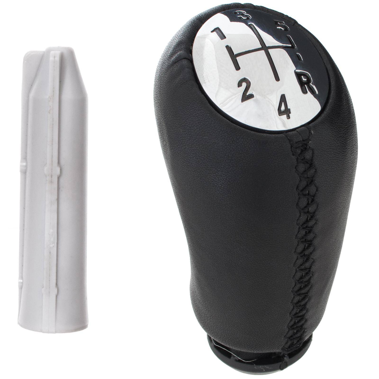 Renault Captur I gear shift knob 5 SPEED BLACK LEATHER + CHROME + adapter / gear shift knob lever adapter 2 pcs. SET