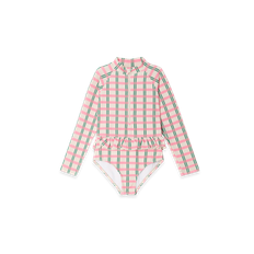 Long Sleeve Swimsuit - Check Carnation / 134/140 (9-10y)