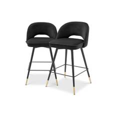 Cliff counter stool roche black velvet set of 2