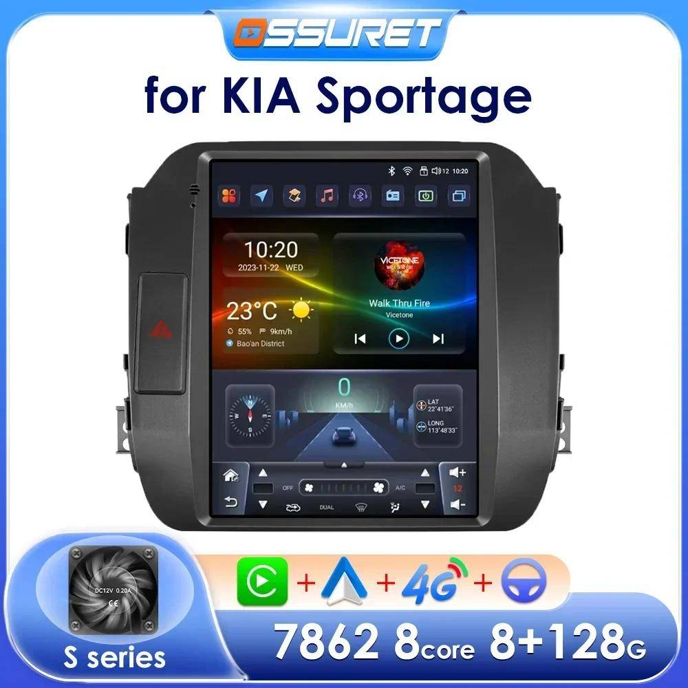 Ossuret Android 13 Bilradio för KIA Sportage 3 Carplay 2011 - 2016 Bilstereo Multimedia Videospelare GPS 9,7 tum Vertikal Skärm SWC BT RDS FM Mikrofon