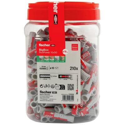 Fischer DuoPower dybel, 10 x 50 mm, 210 stk.