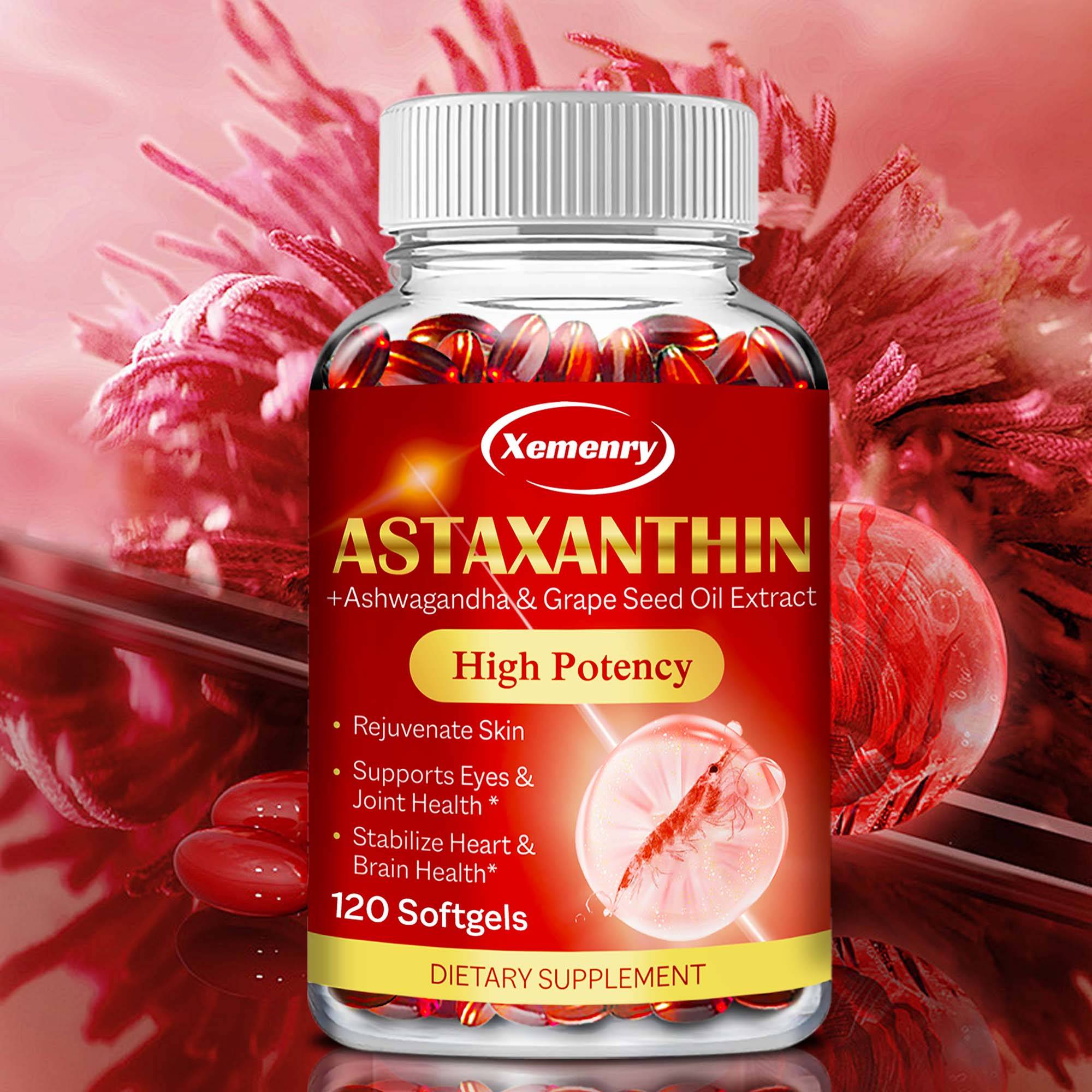 Xemenry Astaxanthin 24 mg Mjuka Kapslar 120 st — Antioxidantstöd, Ledstöd, Dagligt Välbefinnande