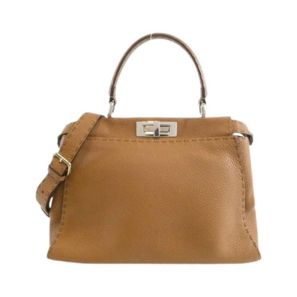 Fendi Vintage Pre-owned Selleria Peekaboo Calf Handbag - Vintage - Dame - Brun - ONE SIZE - Uld