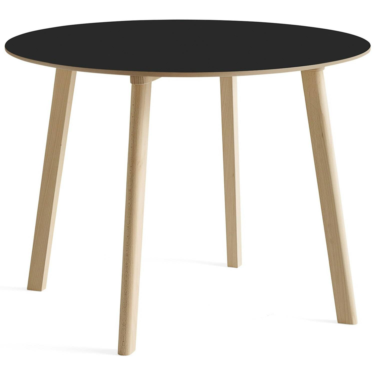Hay Cph Deux 220 2.0 Bord Ø100 Cm / Ubehandlet Bøgetræ - Spisebord & Barbord Laminat Sort - AE854-A328-AR38.
