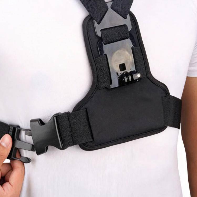 Stabilt Bekvämt Bröstremstillbehör 360° Omslutande Nylonbröstrem med Fäste för DJI Actionkameror svart