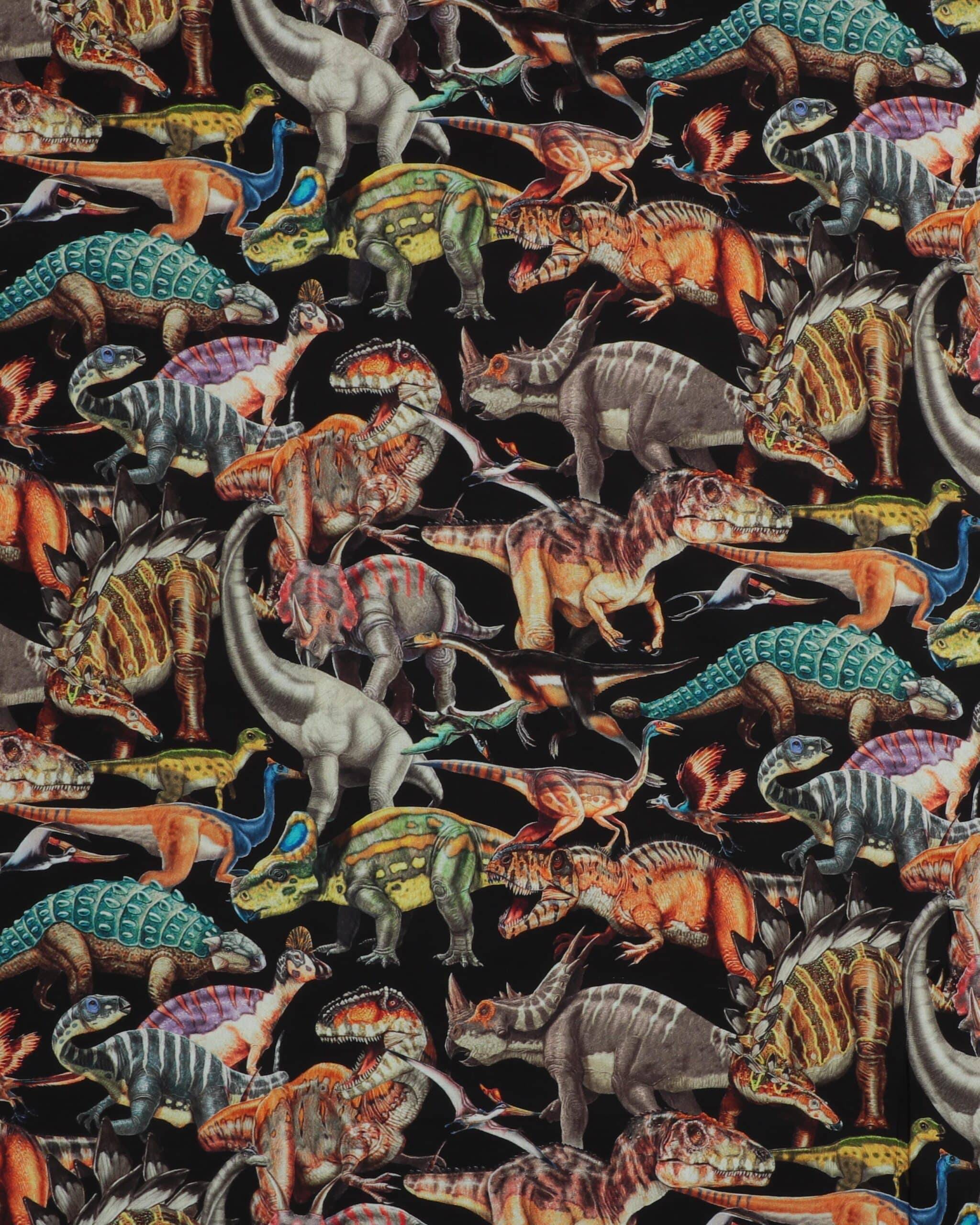 Land of the giants, dinosauer på sort - Patchwork - 100% Bomuld