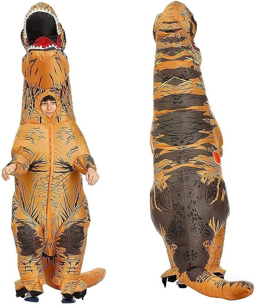 Aufeeky Halloween Dinosaurie Kigurumi för Halloween Dinosaurieriddare Tyrannosaurus Rex Uppblåsbart Monster Perfekt för Halloweenfester Barn, Luftfylld