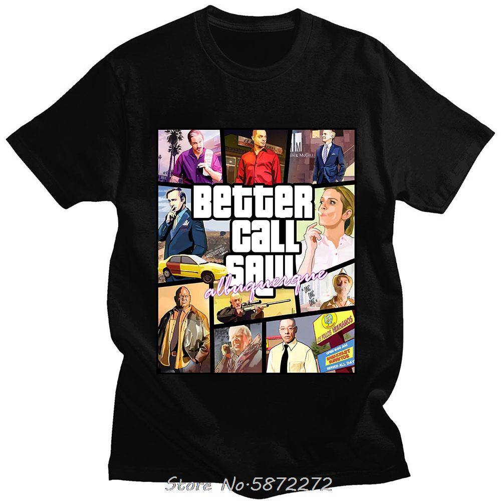 Breaking Bad T-shirt Better Call Saul grafiskt Tryck T-shirts Herr Ren Bomull Korta Ärmar TV-serie Fläkt T-shirt Toppar Streetw... cm flerfärgad