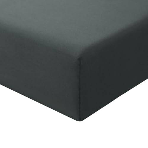 RUIKASI Spannbettlaken 180x200cm Grau Bettlaken - Oeko Tex Spannbetttuch 180x200 Bettbezug, Mikrofaser Betttuch Bett Laken Bezug 180 x 200 Anthrazit 40 cm Tiefe Tasche, Bed Fitted Sheet Bedsheet