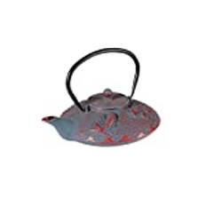 lachineuse Japansk tekanna i gjutjärn - Koi karp - med infusionsfilter - kapacitet 0,8 l - asiatisk japansk dekoration - traditionell Nipponne tekanna - teservis - grå och röd färg