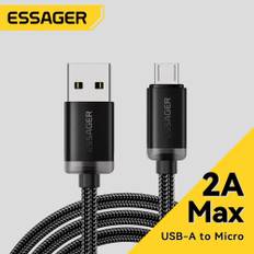 Essager Micro USB Cable 2A Fast Charging USB Cable for Xiaomi Realme Redmi Samsung Huawei Mobile Phone USB Data Charger Wire 3M 1m svart