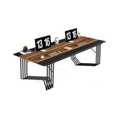 Skrivebord i metal og MDF 200 x 100 cm - Sort/Brun