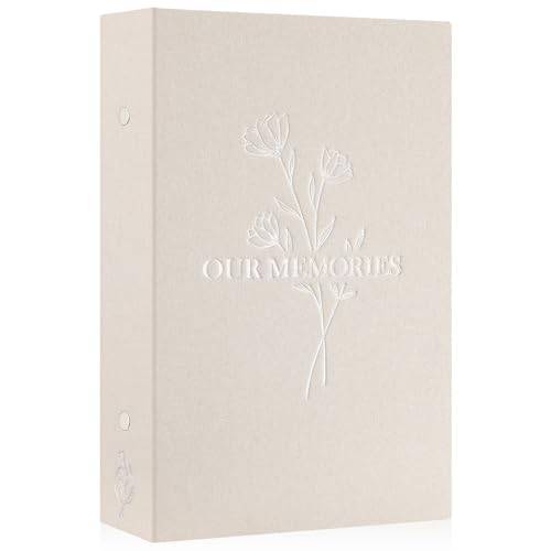 Lanpn Fotoalbum inbundet i linne för 6 x 4 foton, fotoalbum med 300 ”slip in”-fickor, fodral med texten ”Our Memories”, album som rymmer landskapsbilder, endast bilder som mäter 10 x 15 cm (beige)