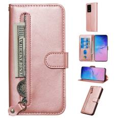 Samsung Galaxy S20 Ultra - Læder cover / pung m/udvendig lomme - Rosa guld