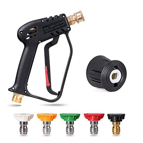 YUET High Pressure Washer Gun Handle with 5 Water Nozzles, 4350 PSI 1/4" Quick Connector Foam Snow Gun Water Washer Car Cleaning Kit M22, Fits 14mm Hose for Kärcher Pressure Washer Machine