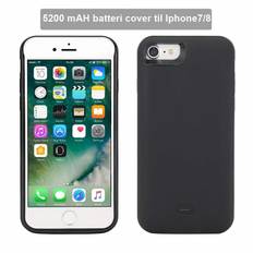 Batteri cover 5200 mAH Iphone 8-7 sort