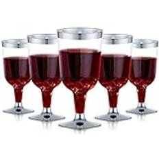 LATERN 30 stycken vinglas av plast, 170 ml silver vinprovningsglas återanvändbara fest vinbägare med handtag för drycker whisky champagne öl cocktail martini (13,4 x 6,5 cm)