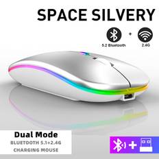 Genopladelig trådløs mus Bluetooth 2,4 GHz enhed USB RGB 1600 DPI til computer bærbar tablet PC Macbook gaming mus
