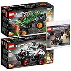 Lego Technic 3-delat set: 42149 Monster Jam Dragon, 42150 Monster Jam Monster Mutt Dalmatian och 30655 gaffeltruckar med palett