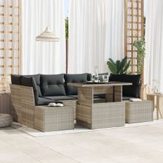 Trädgårdsoffset med kudde 7 pcs Ljusgrå 100 x 55 x 73 cm