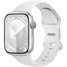 Charlam Kompatibel med Apple Watch-rem 38 mm 40 mm 42 mm 44 mm 41 mm 45 mm för kvinnor män, sportband mjuka silikon ersättningsremmar kompatibla med iWatch SE Series 7 6 5 4 3, 38 mm/40 mm/41 mm, vit