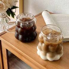 1 st kreativ druvbubbelglasmugg, molnformad kaffemugg, estetisk staplad tekopp, unikt dricksglas för iskaffe och sommardrycker, moderna juice- och mjö - Multifärgad (ett sugrör av glas,Druvkopp (med handtag),Druvkopp (utan handtag))