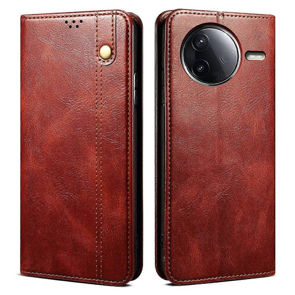 Til Xiaomi Poco F7 Pro 5G/Redmi K80 5G Etui Crazy Horse Tekstur Vokset Læder Pung med Stander