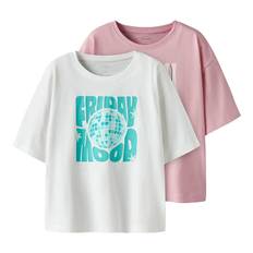 Name It T-shirt - 2-pack - NkfVeen - Cameo Rosa/Bright White - Name It - 7-8 år (122-128) - T-shirt