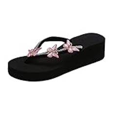 Damer/kvinnors sommar/semester/strand/pool flip-flops/sandaler/skor, kilklackskor för kvinnor kvinnor flip flops mjuk kudde string sandaler tofflor båge stöd plattform kilar sandal, Rosa, 38 EU